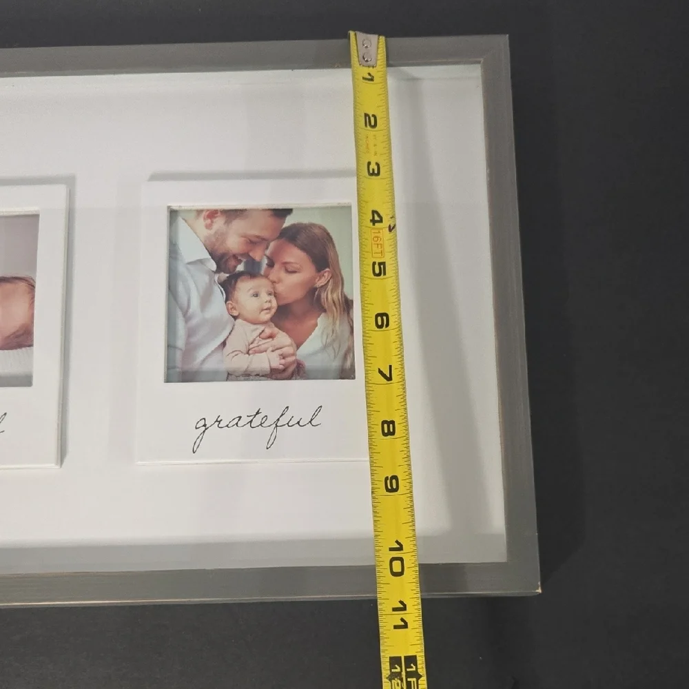 Studio Decor Double Photo Thankful & Grateful Dual Wall Gray Wood Frame